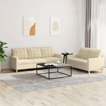 Sofa set with 2 cream fabric cushions by vidaXL, Sofas - Ref: Foro24-3201308, Price: 470,16 €, Discount: %