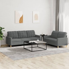 Sofagarnitur mit Kissen 2-teilig aus dunkelgrauem Stoff von vidaXL, Sofas - Ref: Foro24-3201307, Preis: 549,74 €, Rabatt: %