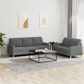 Sofagarnitur mit Kissen 2-teilig aus dunkelgrauem Stoff von vidaXL, Sofas - Ref: Foro24-3201307, Preis: 529,50 €, Rabatt: %