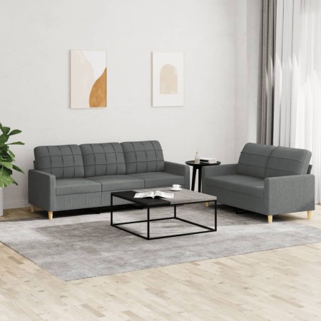 Juego de sofás con cojines 2 piezas tela gris oscuro de vidaXL, Sofás - Ref: Foro24-3201307, Precio: 549,74 €, Descuento: %