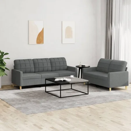 Sofa set with cushions 2 pieces dark gray fabric by vidaXL, Sofas - Ref: Foro24-3201307, Price: 529,50 €, Discount: %
