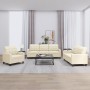 Dreiteilige Sofagarnitur aus cremefarbenem Kunstleder mit Kissen von vidaXL, Sofas - Ref: Foro24-3201339, Preis: 598,82 €, Ra...