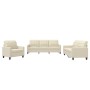 Dreiteilige Sofagarnitur aus cremefarbenem Kunstleder mit Kissen von vidaXL, Sofas - Ref: Foro24-3201339, Preis: 598,82 €, Ra...