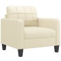 Dreiteilige Sofagarnitur aus cremefarbenem Kunstleder mit Kissen von vidaXL, Sofas - Ref: Foro24-3201339, Preis: 598,82 €, Ra...