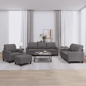 Gray synthetic leather 4-piece sofa set with cushions by vidaXL, Sofas - Ref: Foro24-3201345, Price: 603,41 €, Discount: %