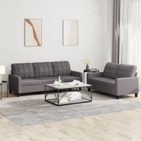 Zweiteilige Sofagarnitur aus grauem Kunstleder mit Kissen von vidaXL, Sofas - Ref: Foro24-3201380, Preis: 477,89 €, Rabatt: %