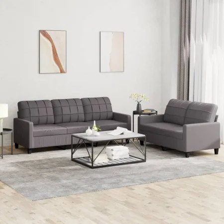 Gray synthetic leather 2-piece sofa set with cushions by vidaXL, Sofas - Ref: Foro24-3201380, Price: 450,24 €, Discount: %