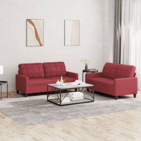 Juego de sofás con cojines 2 piezas cuero sintético rojo tinto de vidaXL, Sofás - Ref: Foro24-3201361, Precio: 453,44 €, Desc...