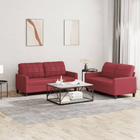Sofa set with cushions 2 pieces red synthetic leather by vidaXL, Sofas - Ref: Foro24-3201361, Price: 444,46 €, Discount: %