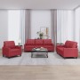 3-piece red dyed faux leather sofa set with cushions by vidaXL, Sofas - Ref: Foro24-3201341, Price: 621,71 €, Discount: %