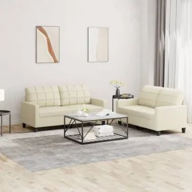 Zweiteilige Sofagarnitur aus cremefarbenem Kunstleder mit Kissen von vidaXL, Sofas - Ref: Foro24-3201359, Preis: 421,27 €, Ra...