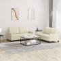 Cream synthetic leather 2-piece sofa set with cushions by vidaXL, Sofas - Ref: Foro24-3201359, Price: 428,68 €, Discount: %