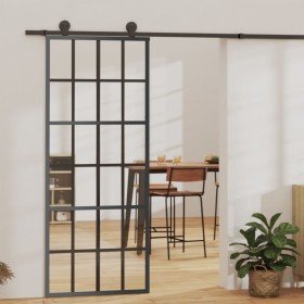 Puerta corredera con herrajes ESG vidrio y aluminio 76x205 cm