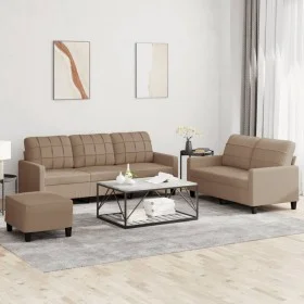 Cappuccino synthetic leather 3-piece sofa set with cushions by vidaXL, Sofas - Ref: Foro24-3201387, Price: 491,47 €, Discount: %