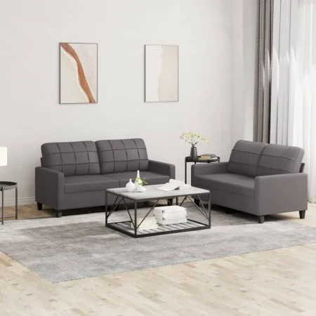 2-piece gray faux leather sofa set with cushions by vidaXL, Sofas - Ref: Foro24-3201360, Price: 389,04 €, Discount: %