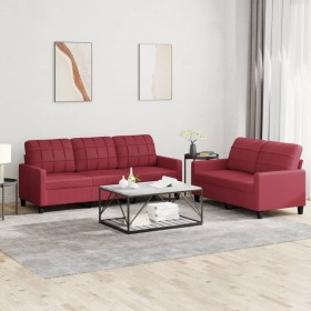 2-piece red dyed faux leather sofa set with cushions by vidaXL, Sofas - Ref: Foro24-3201381, Price: 464,66 €, Discount: %