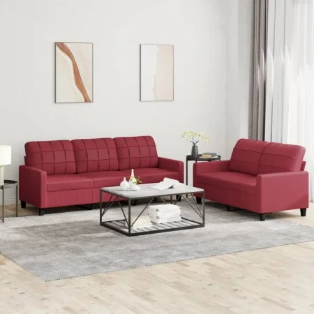 2-piece red dyed faux leather sofa set with cushions by vidaXL, Sofas - Ref: Foro24-3201381, Price: 457,22 €, Discount: %