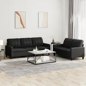 2-piece black synthetic leather sofa set with cushions by vidaXL, Sofas - Ref: Foro24-3201378, Price: 487,56 €, Discount: %