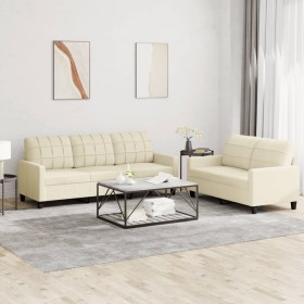 Zweiteilige Sofagarnitur aus cremefarbenem Kunstleder mit Kissen von vidaXL, Sofas - Ref: Foro24-3201379, Preis: 452,55 €, Ra...