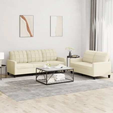 Cream synthetic leather 2-piece sofa set with cushions by vidaXL, Sofas - Ref: Foro24-3201379, Price: 445,07 €, Discount: %