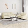 Cream synthetic leather 2-piece sofa set with cushions by vidaXL, Sofas - Ref: Foro24-3201379, Price: 452,55 €, Discount: %