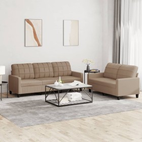 2-teilige Sofagarnitur aus Cappuccino-Kunstleder mit Kissen von vidaXL, Sofas - Ref: Foro24-3201382, Preis: 453,40 €, Rabatt: %