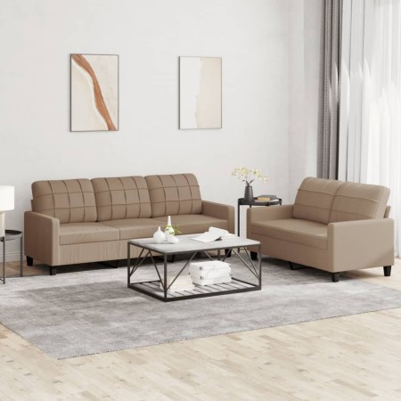 Cappuccino synthetic leather 2-piece sofa set with cushions by vidaXL, Sofas - Ref: Foro24-3201382, Price: 453,40 €, Discount: %