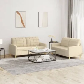 Sofa set with cushions 2 pieces cream fabric by vidaXL, Sofas - Ref: Foro24-3201276, Price: 380,50 €, Discount: %