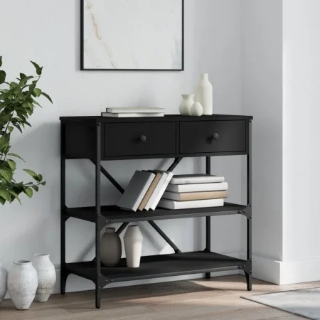 Black engineered wood console table 75x34.5x75 cm by vidaXL, Side tables - Ref: Foro24-833408, Price: 84,60 €, Discount: %