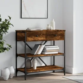 Smoked oak engineered wood console table 75x34.5x75 cm by vidaXL, Side tables - Ref: Foro24-833410, Price: 62,92 €, Discount: %