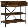Smoked oak engineered wood console table 75x34.5x75 cm by vidaXL, Side tables - Ref: Foro24-833410, Price: 63,67 €, Discount: %