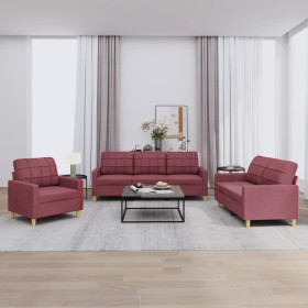Sofa set with cushions 3 pieces red fabric by vidaXL, Sofas - Ref: Foro24-3201248, Price: 557,35 €, Discount: %