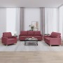 Sofa set with cushions 3 pieces red fabric by vidaXL, Sofas - Ref: Foro24-3201248, Price: 557,35 €, Discount: %