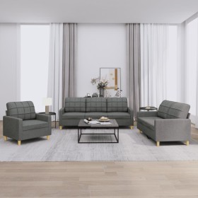 Sofa set with cushions 3 pieces dark gray fabric by vidaXL, Sofas - Ref: Foro24-3201243, Price: 688,19 €, Discount: %