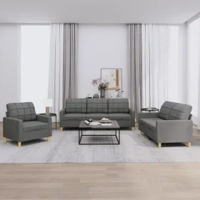 Sofa set with cushions 3 pieces dark gray fabric by vidaXL, Sofas - Ref: Foro24-3201243, Price: 664,76 €, Discount: %