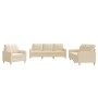 Juego de sofás con cojines 3 piezas tela crema by vidaXL, Sofas - Ref: Foro24-3201244, Price: 553,43 €, Discount: %