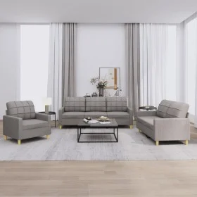 Juego de sofás con cojines 3 piezas tela gris taupe by vidaXL, Sofas - Ref: Foro24-3201249, Price: 594,29 €, Discount: %