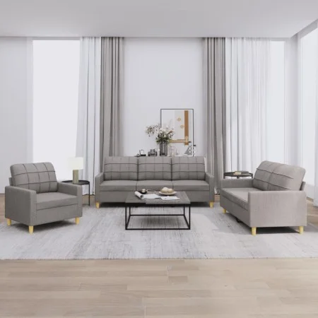 Juego de sofás con cojines 3 piezas tela gris taupe by vidaXL, Sofas - Ref: Foro24-3201249, Price: 594,29 €, Discount: %