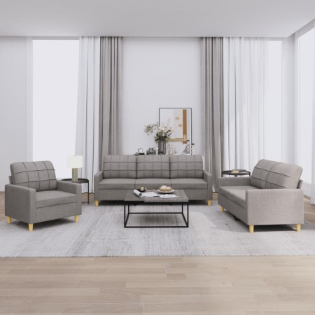 Juego de sofás con cojines 3 piezas tela gris taupe by vidaXL, Sofas - Ref: Foro24-3201249, Price: 604,77 €, Discount: %