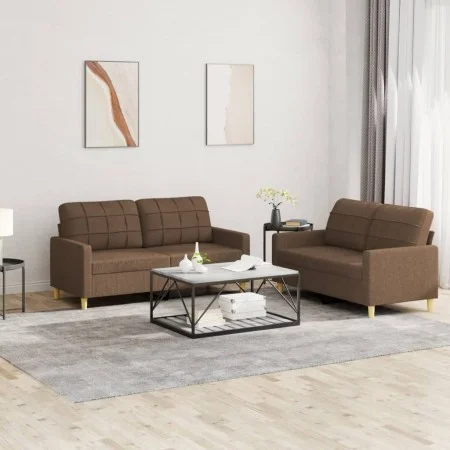 Sofa set with cushions 2 pieces brown fabric by vidaXL, Sofas - Ref: Foro24-3201277, Price: 376,71 €, Discount: %