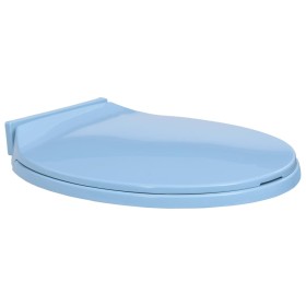 Tapa y asiento de váter con cierre suave ovalada azul