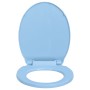 Tapa y asiento de váter con cierre suave ovalada azul