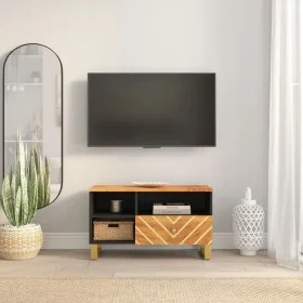 Black brown solid mango wood TV cabinet 80x33.5x46 cm by vidaXL, TV Furniture - Ref: Foro24-356800, Price: 61,36 €, Discount: %