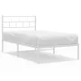 Metal bed frame with white headboard 90x190 cm by vidaXL, Beds and slatted bases - Ref: Foro24-355700, Price: 67,71 €, Discou...