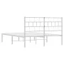 Metal bed frame with white headboard 120x200 cm by vidaXL, Beds and slatted bases - Ref: Foro24-355706, Price: 82,79 €, Disco...