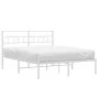 Metal bed frame with white headboard 135x190 cm by vidaXL, Beds and slatted bases - Ref: Foro24-355707, Price: 85,32 €, Disco...