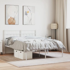 Metal bed frame with white headboard 140x190 cm by vidaXL, Beds and slatted bases - Ref: Foro24-355708, Price: 83,48 €, Disco...