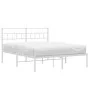 White metal bed frame with headboard 140x200 cm by vidaXL, Beds and slatted bases - Ref: Foro24-355709, Price: 95,90 €, Disco...