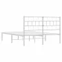 White metal bed frame with headboard 140x200 cm by vidaXL, Beds and slatted bases - Ref: Foro24-355709, Price: 95,90 €, Disco...