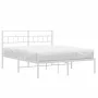 Bettgestell aus weißem Metall mit Kopfteil 160x200 cm von vidaXL, Betten und Lattenroste - Ref: Foro24-355711, Preis: 106,41 ...